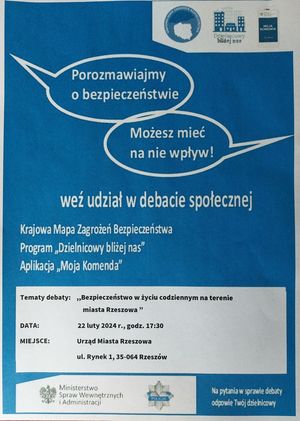 Na zdjęciu plakat dotyczący debaty.