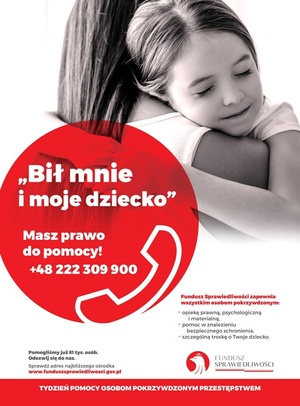 Na zdjęciu plakat tygodnia osób pokrzywdzonych przestępstwem.