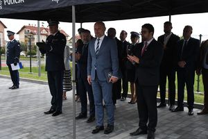 Na zdjęciu od lewej Komendant Wojewódzki Policji w Rzeszowie insp. Andrzej Patrzałek, Prezydent Rzeszowa Konrad Fijołek i Starosta Rzeszowski Krzysztof Jarosz.