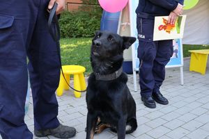 Policjanci podczas akcji pt. "Głośne czytane-prosta rzecz".