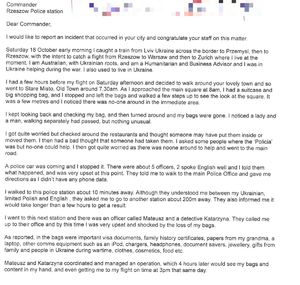 Na zdjęciu mail z podziękowaniami w języku angielskim.