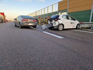 Zdjęcie z wypadku na autostradzie A4.