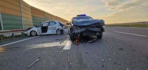 Zdjęcie z wypadku na autostradzie A4.