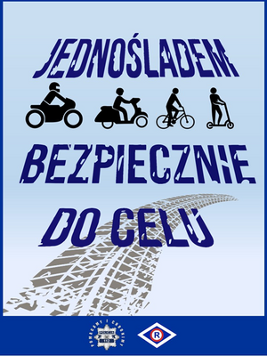 Na zdjeciu grafika jednośladów i napis jednośladem bezpiecznie do celu.