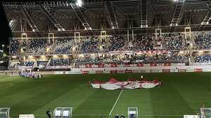 Zdjęcie przedstawia zabezpieczenie meczu Resovii Rzeszów z Sandecją Nowy Sacz