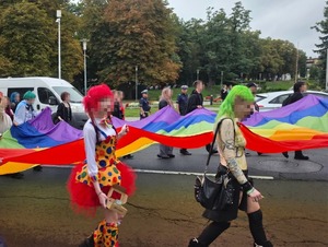 Zdjęcie przedstawia zabezpieczenie marszu równości